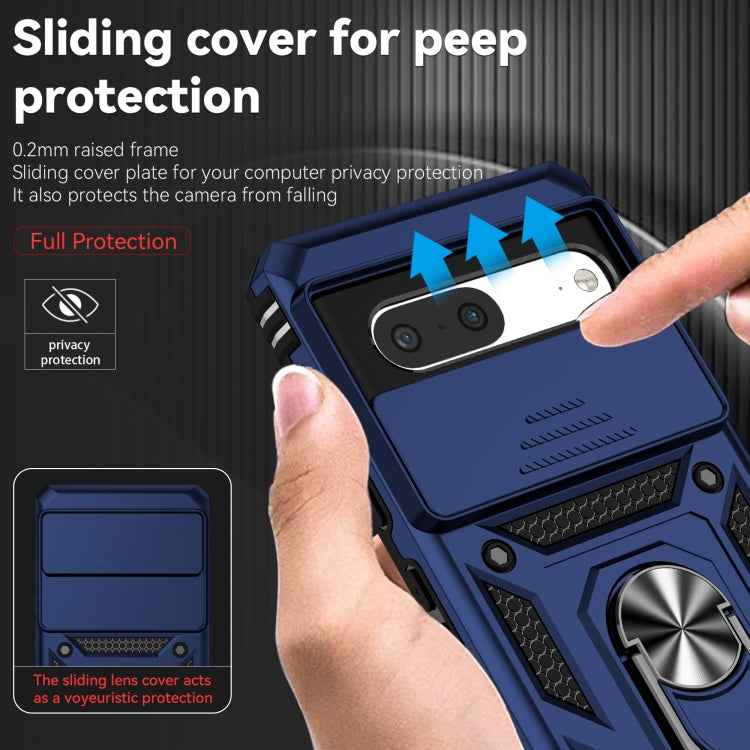 For Google Pixel 7 5G Sliding Camshield Holder Phone Case(Blue)