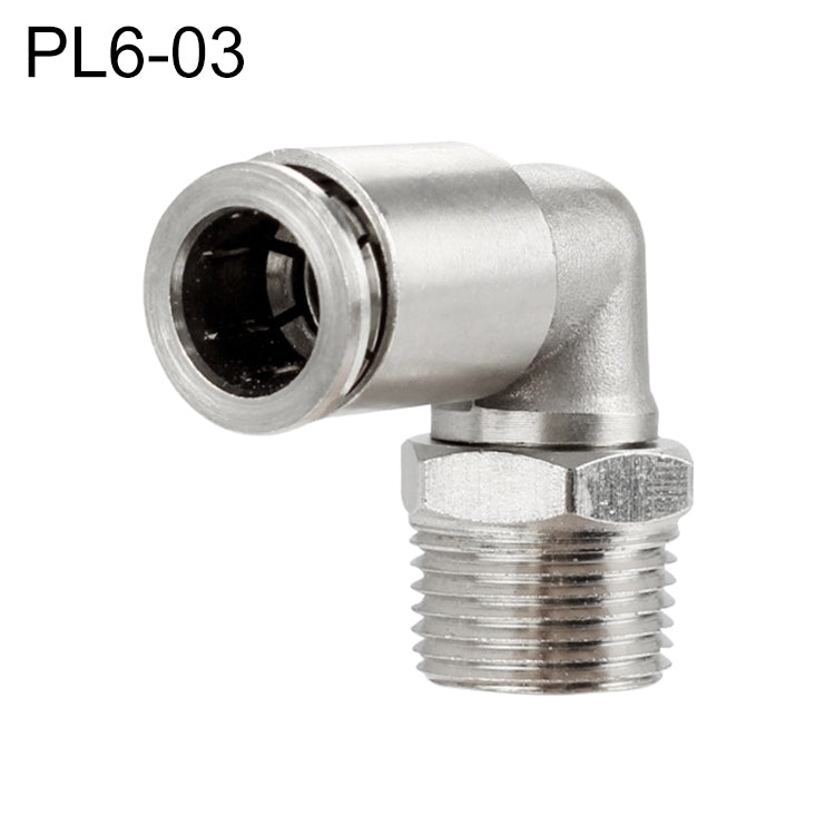 PL6-03 LAIZE Nickel Plated Copper Elbow Male Thread Pneumatic Quick Fitting Connector