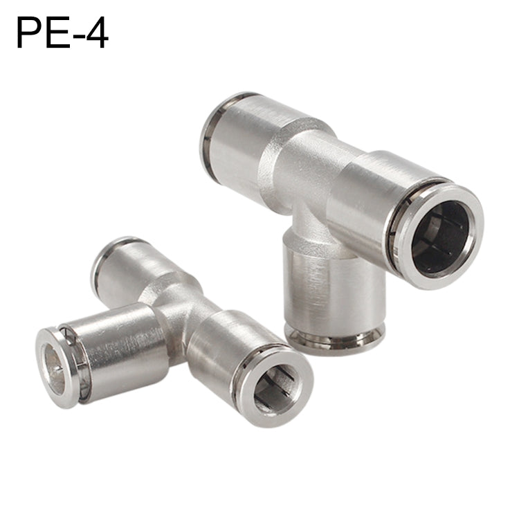 PE-4 LAIZE Nickel Plated Copper Tee Pneumatic Quick Fitting Connector