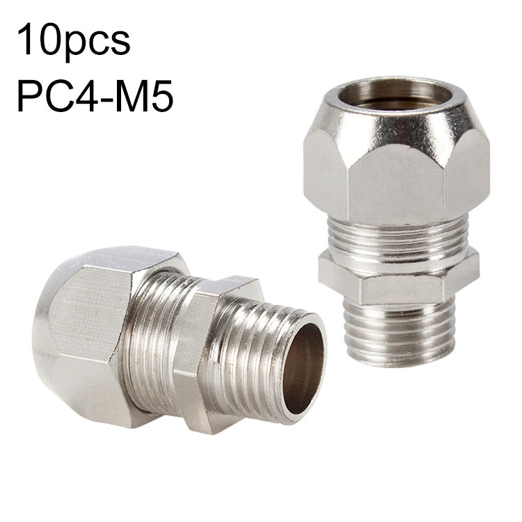 10pcs / Pack PC4-M5 LAIZE Nickel Plated Copper Reducer Straight Pneumatic Quick Fitting Connector