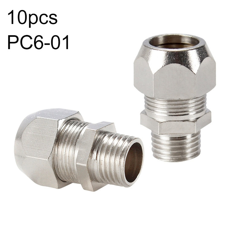 10pcs / Pack PC6-01 LAIZE Nickel Plated Copper Reducer Straight Pneumatic Quick Fitting Connector