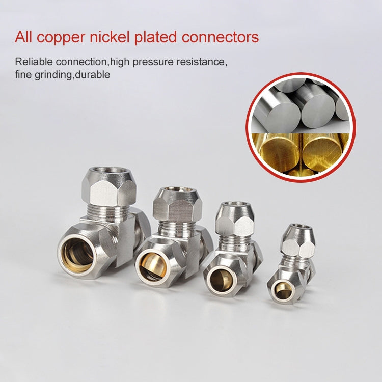 KT-PE-4 LAIZE Nickel Plated Copper T Type Tee Pneumatic Quick Fitting Copper Pipe Connector