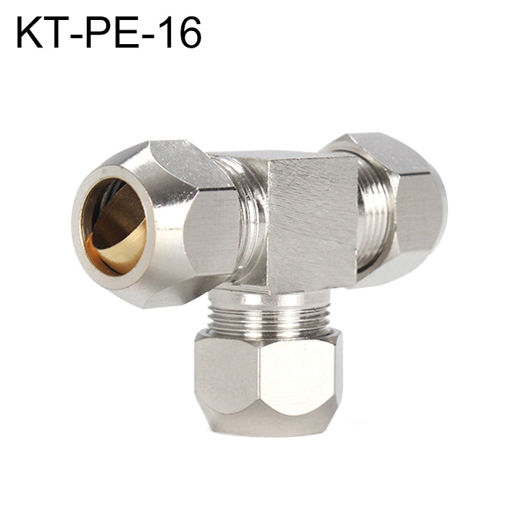 KT-PE-16 LAIZE Nickel Plated Copper T Type Tee Pneumatic Quick Fitting Copper Pipe Connector