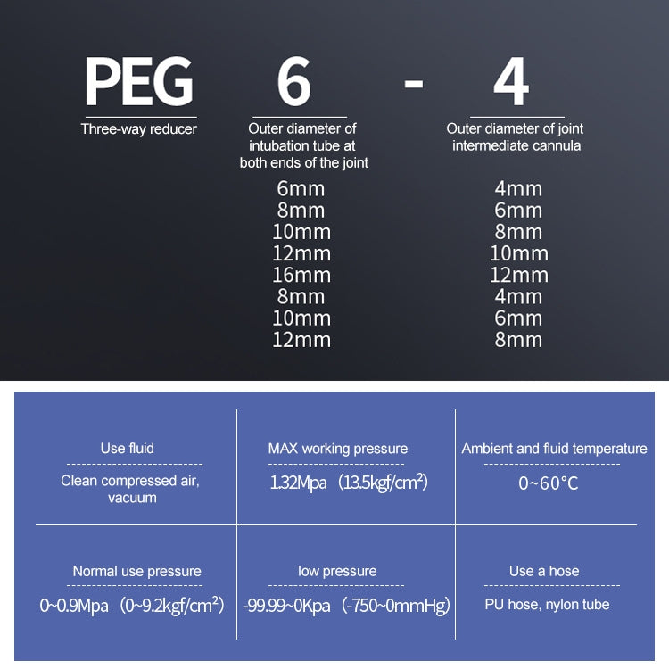 PEG6-4 LAIZE 10pcs Plastic Y-type Tee Reducing Pneumatic Quick Fitting Connector