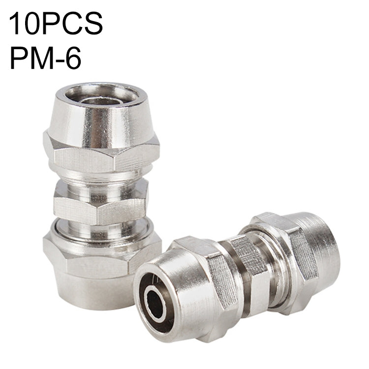 PM-6 LAIZE 2pcsNickel Plated Copper Straight Pneumatic Quick Connector