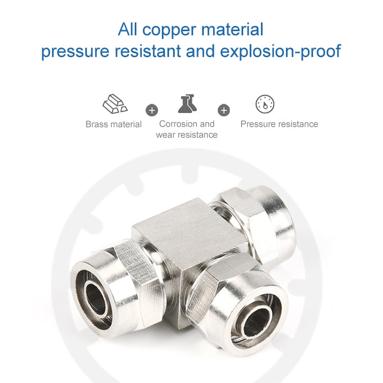 PE-4 LAIZE Nickel Plated Copper Y-type Tee Pneumatic Quick Connector