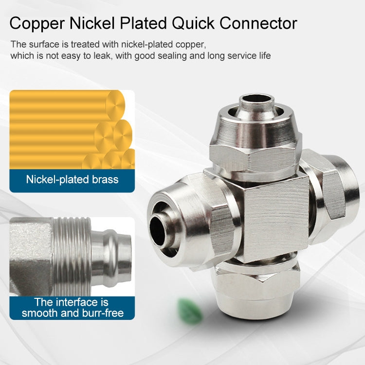 PZA-4 LAIZE Nickel Plated Copper Y-type Tee Pneumatic Quick Connector
