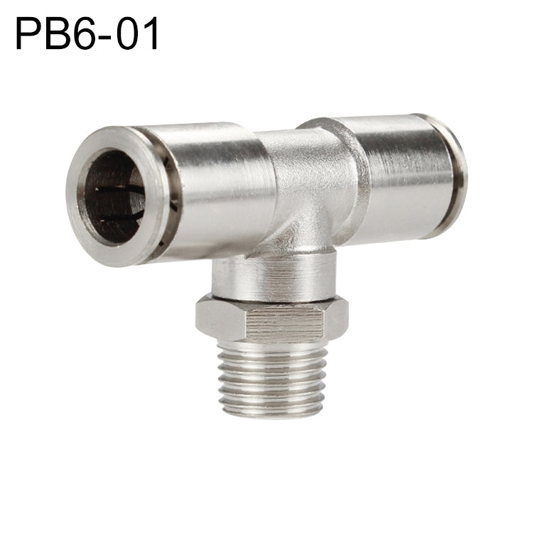 PB6-01 LAIZE Nickel Plated Copper Male Tee Branch Pneumatic Quick Connector