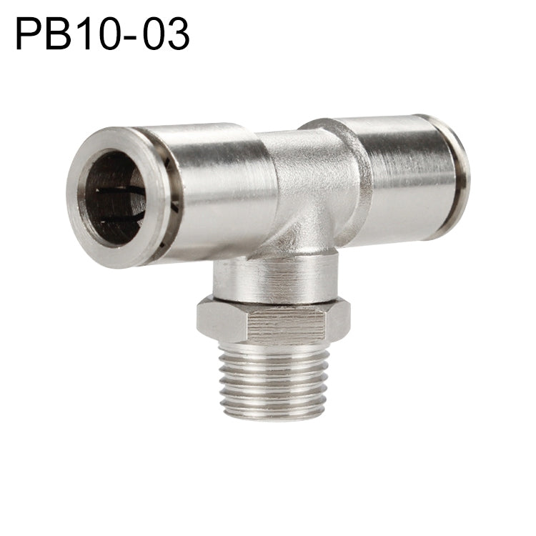 PB10-03 LAIZE Nickel Plated Copper Male Tee Branch Pneumatic Quick Connector