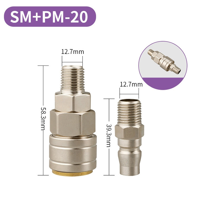 LAIZE SM+PM-20 10pcs C-type Self-lock Pneumatic Quick Fitting Connector