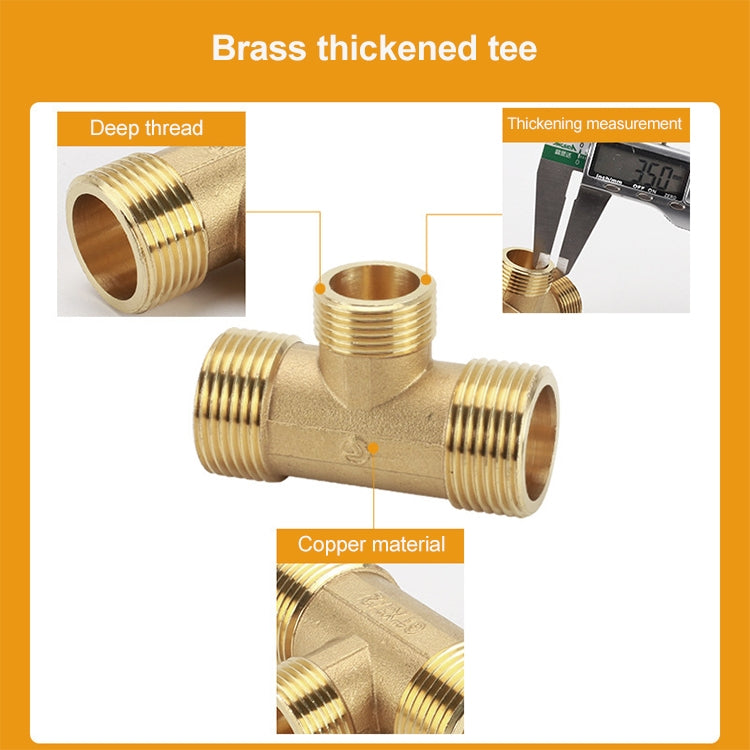 LAIZE External Thread Plumbing Copper Pipe Fittings, Caliber:1 Point(Three Way)