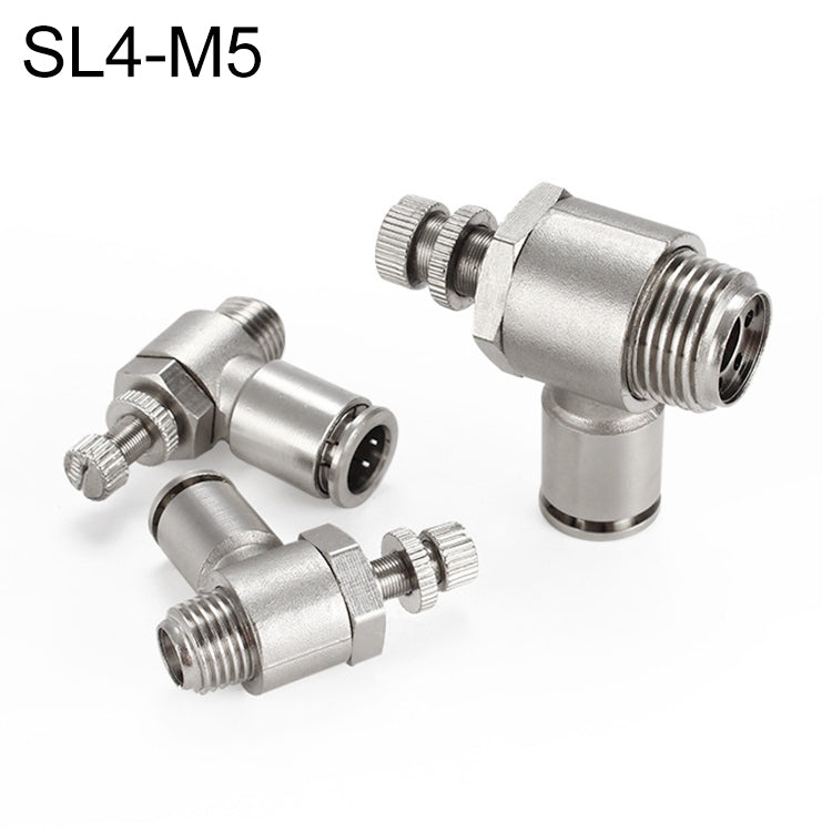 SL4-M5 LAIZE Nickel Plated Copper Male Thread Throttle Valve Pneumatic Connector