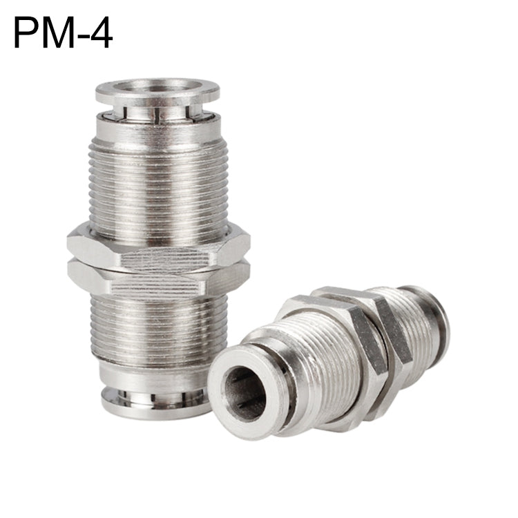 PM-4 LAIZE Nickel Plated Copper Bulkhead Straight Pneumatic Quick Connector