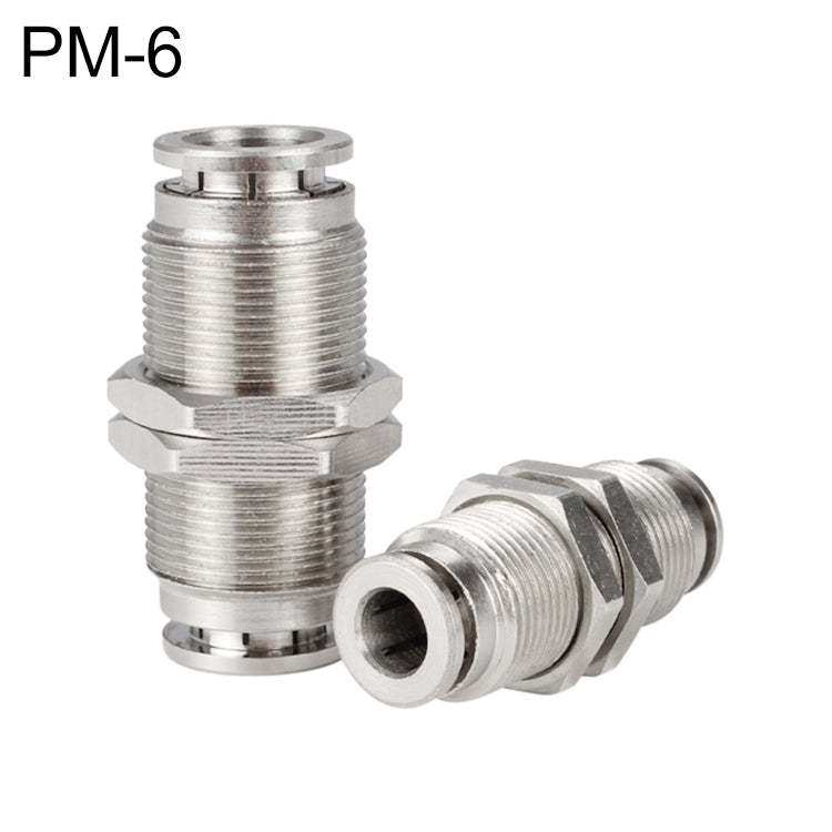 PM-6 LAIZE Nickel Plated Copper Bulkhead Straight Pneumatic Quick Connector