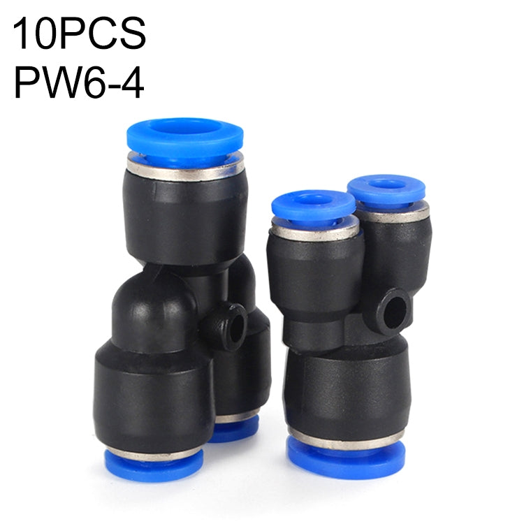 PW6-4 LAIZE 10pcs Plastic Y-type Tee Reducing Pneumatic Quick Fitting Connector