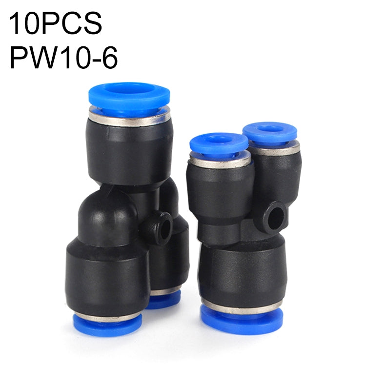 PW10-6 LAIZE 10pcs Plastic Y-type Tee Reducing Pneumatic Quick Fitting Connector