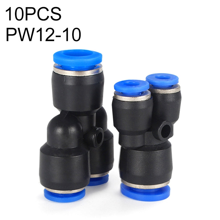 PW12-10 LAIZE 10pcs Plastic Y-type Tee Reducing Pneumatic Quick Fitting Connector