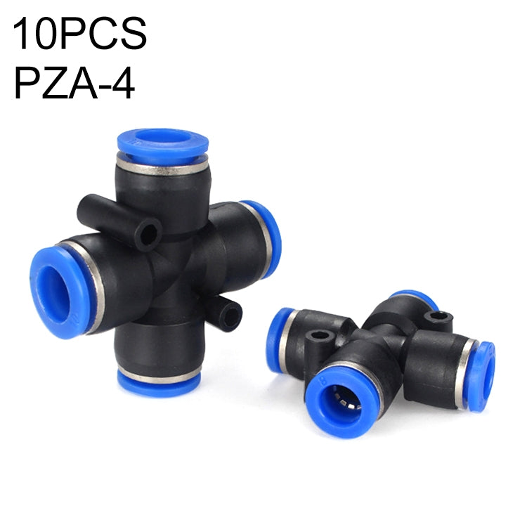 PZA-4 LAIZE 10pcs Plastic PZA Four-way Pneumatic Quick Fitting Connector