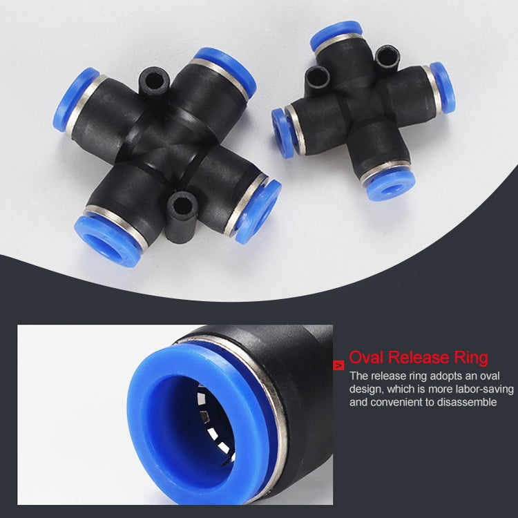 PZA-6 LAIZE 10pcs Plastic PZA Four-way Pneumatic Quick Fitting Connector