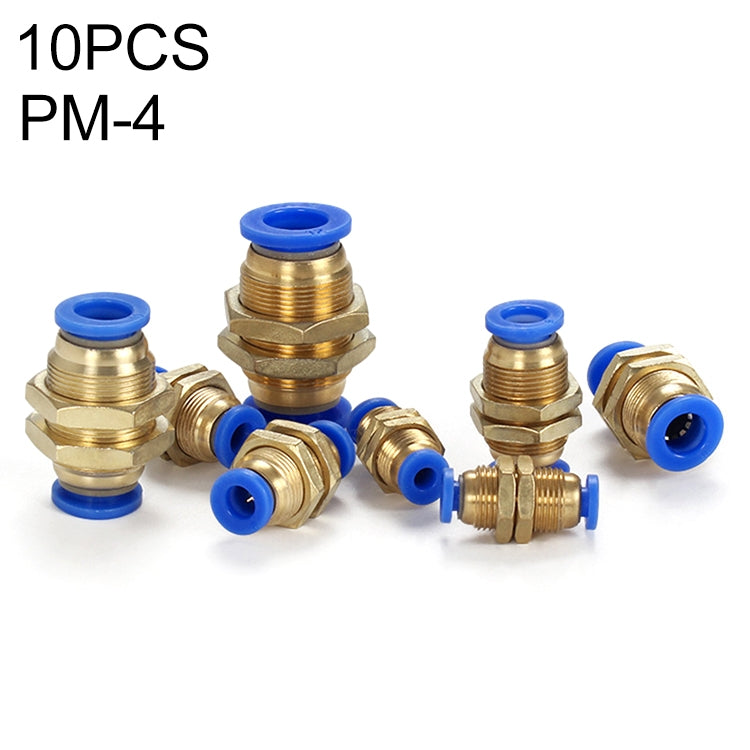 PM-4 LAIZE 10pcs PM Bulkhead Straight Pneumatic Quick Connector