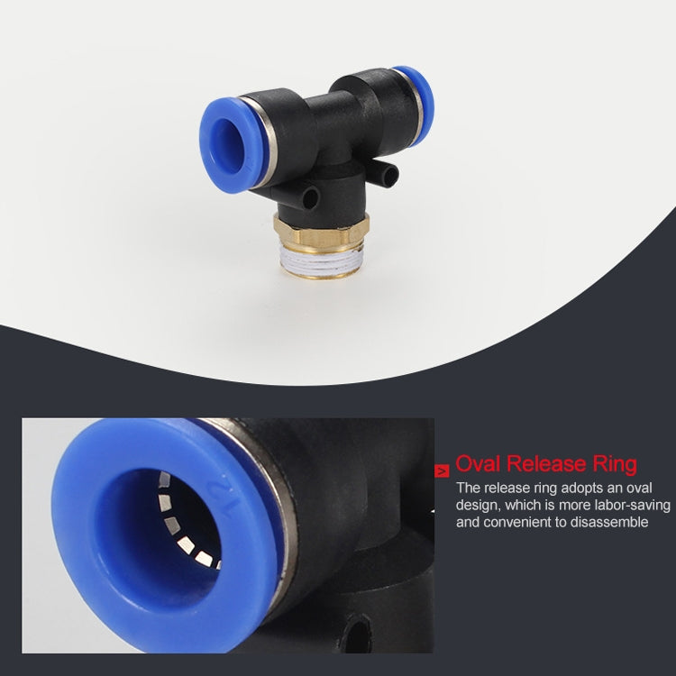PB4-01 LAIZE 10pcs Plastic T-type Tee Male Thread Pneumatic Quick Connector