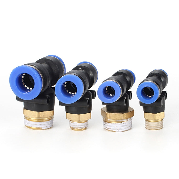 PB8-02 LAIZE 2pcs Plastic T-type Tee Male Thread Pneumatic Quick Connector