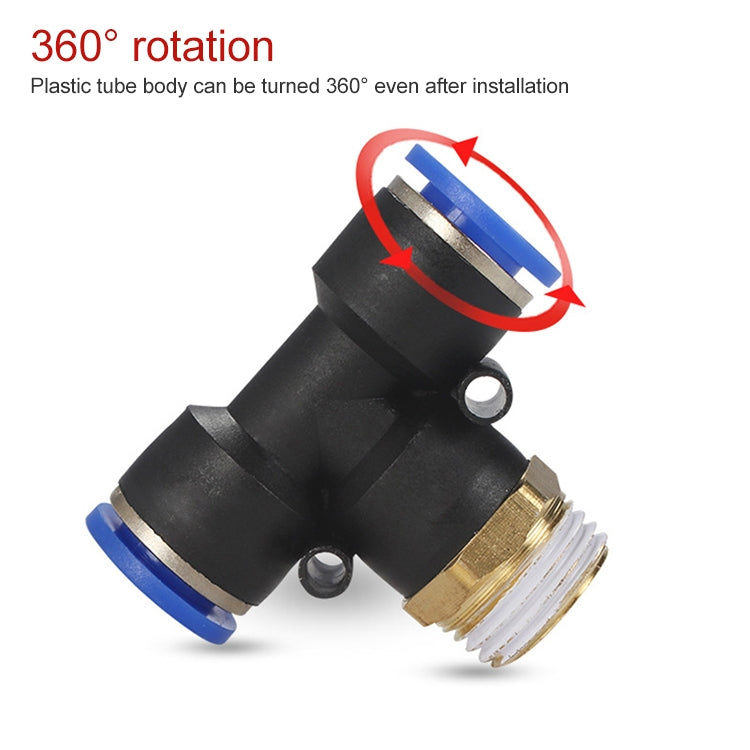 PB12-02 LAIZE Plastic T-type Tee Male Thread Pneumatic Quick Connector