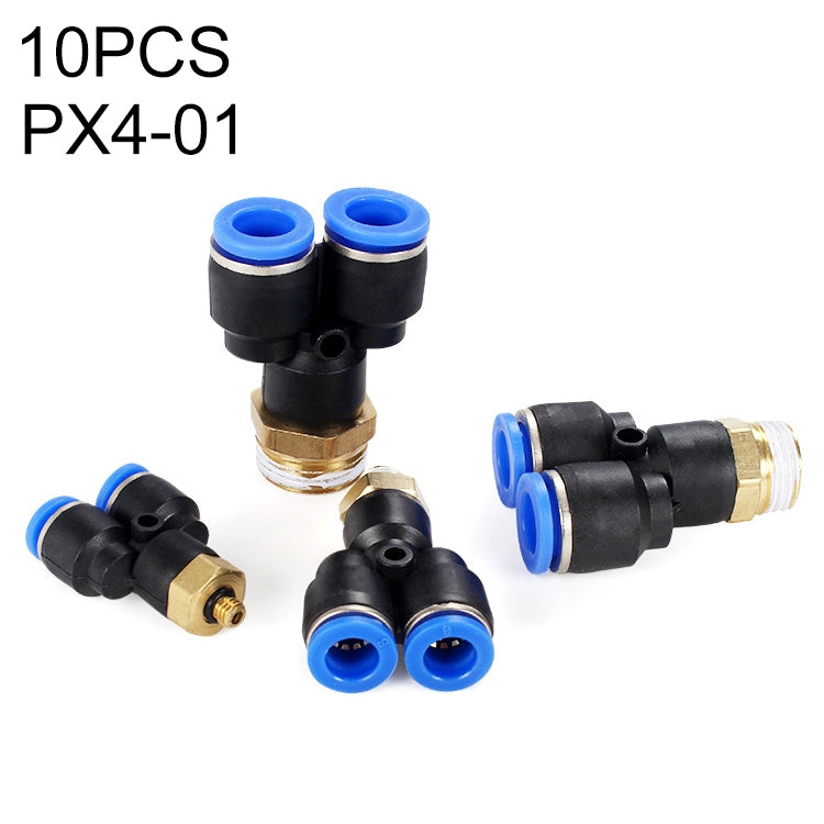 PX4-01 LAIZE 10pcs Plastic Y-type Tee Male Thread Pneumatic Quick Connector