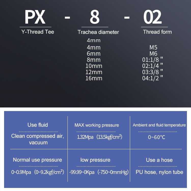 PX4-01 LAIZE 10pcs Plastic Y-type Tee Male Thread Pneumatic Quick Connector