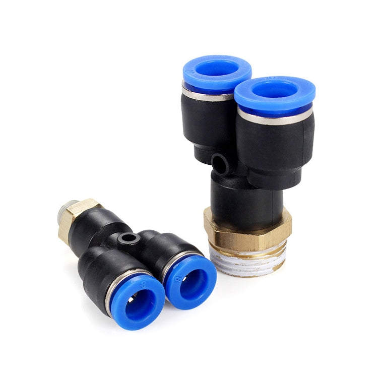 PX8-02 LAIZE 2pcs Plastic Y-type Tee Male Thread Pneumatic Quick Connector