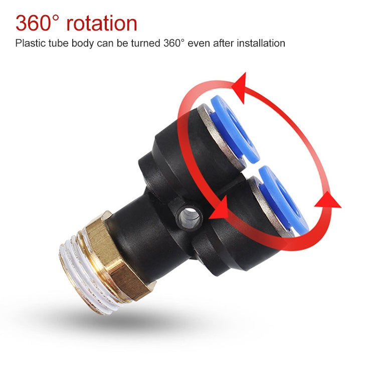 PX8-03 LAIZE 2pcs Plastic Y-type Tee Male Thread Pneumatic Quick Connector