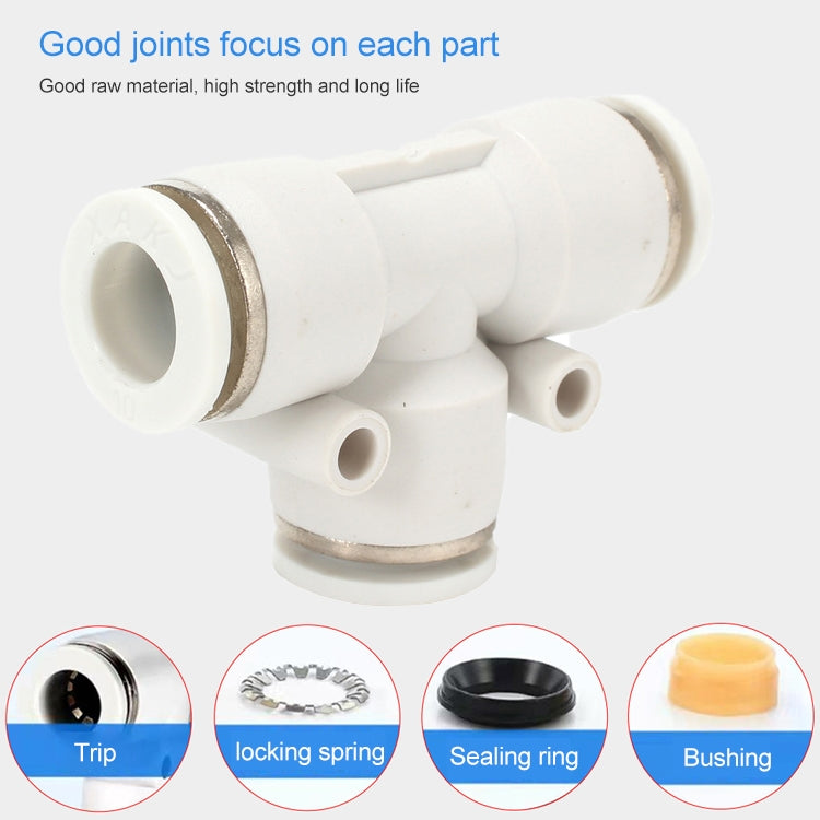 PE-10 LAIZE 2pcs PE T-type Tee Pneumatic Quick Fitting Connector