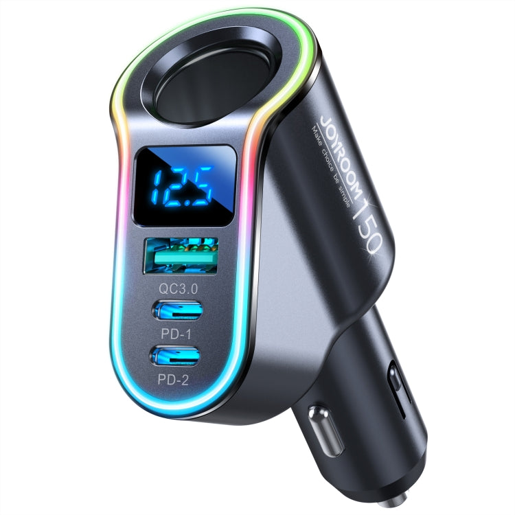 JOYROOM JR-CL21 150W 4-in-1 USB + Type-Cx2 Car Charger with Cigarette Lighter(Black)