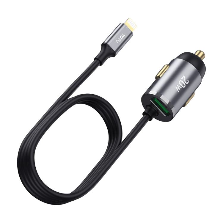 TOTUDESIGN 20W USB Car Fast Charging, Cable Length: 1.2m, Interface:8 Pin(Grey)