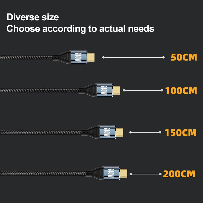PD 240W Type-C to Type-C Fast Charge Data Cable, Length:0.5m