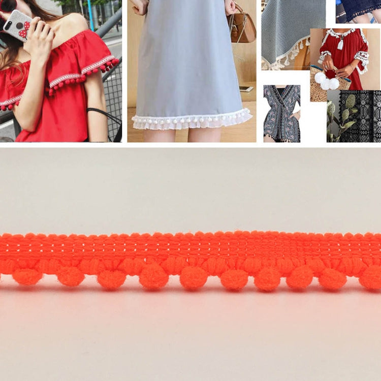 20 PCS YB000110 Unilateral Fluff Ball Shape Lace Belt DIY Clothing Accessories, Length: 18.28m, Width: 1cm(Fluorescent Orange)