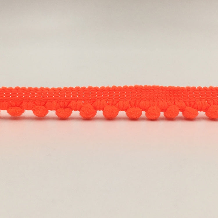 20 PCS YB000110 Unilateral Fluff Ball Shape Lace Belt DIY Clothing Accessories, Length: 18.28m, Width: 1cm(Fluorescent Orange)