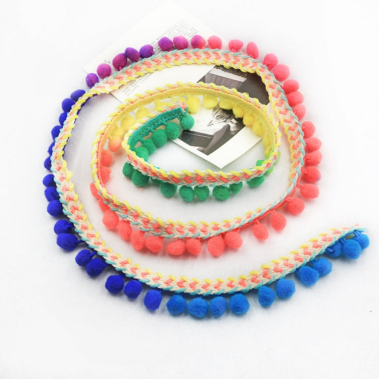 25 PCS mzf3.5mq National Style Fur Ball Lace Belt DIY Clothing Accessories, Length: 22.86m, Width: 3.5cm(Section Dyeing)