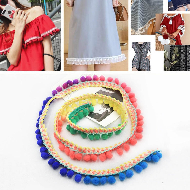 25 PCS mzf3.5mq National Style Fur Ball Lace Belt DIY Clothing Accessories, Length: 22.86m, Width: 3.5cm(Section Dyeing)