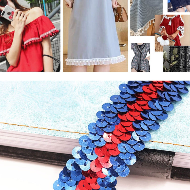 LP000330 Three-row Elastic Connection Sequins Lace Belt DIY Clothing Accessories, Length: 0.9m, Width: 3cm(Red Blue)