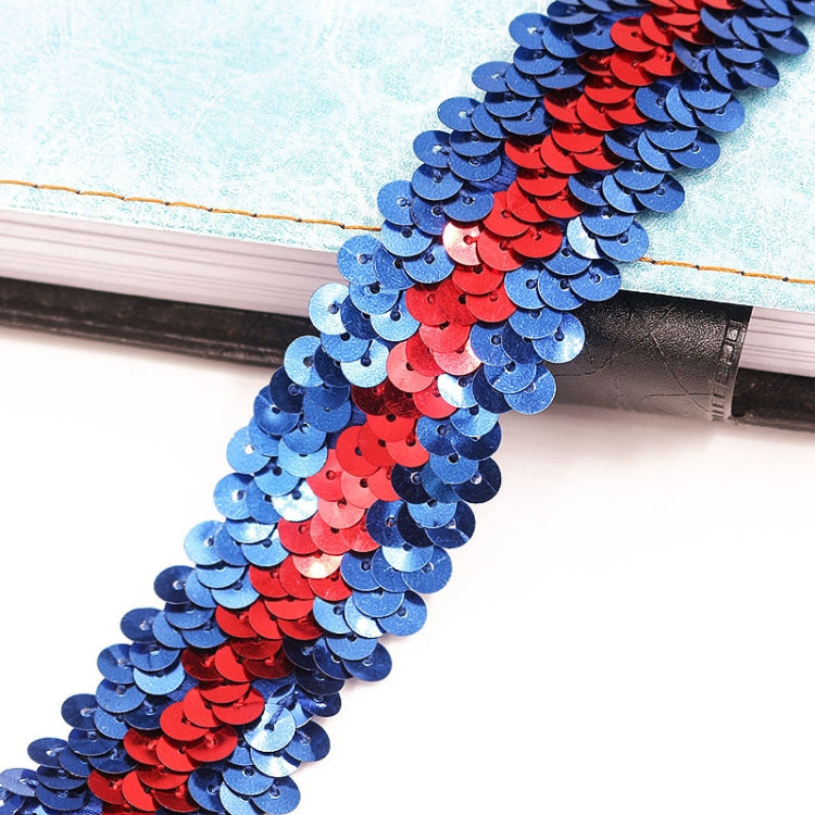 LP000330 Three-row Elastic Connection Sequins Lace Belt DIY Clothing Accessories, Length: 0.9m, Width: 3cm(Red Blue)