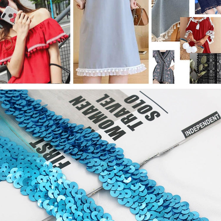 LP000330 Three-row Elastic Connection Sequins Lace Belt DIY Clothing Accessories, Length: 0.9m, Width: 3cm(Lake Blue)
