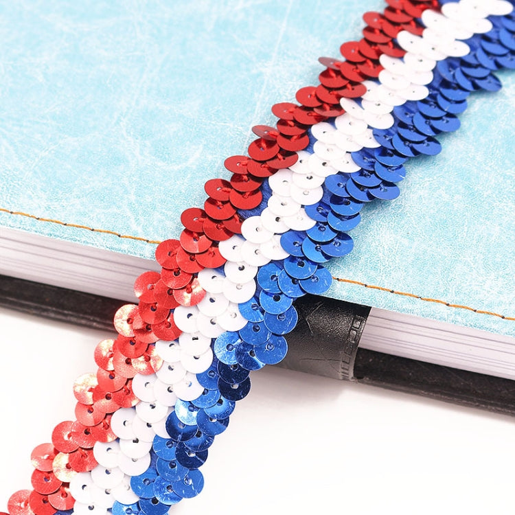 LP000330 Three-row Elastic Connection Sequins Lace Belt DIY Clothing Accessories, Length: 0.9m, Width: 3cm(Red White Blue)