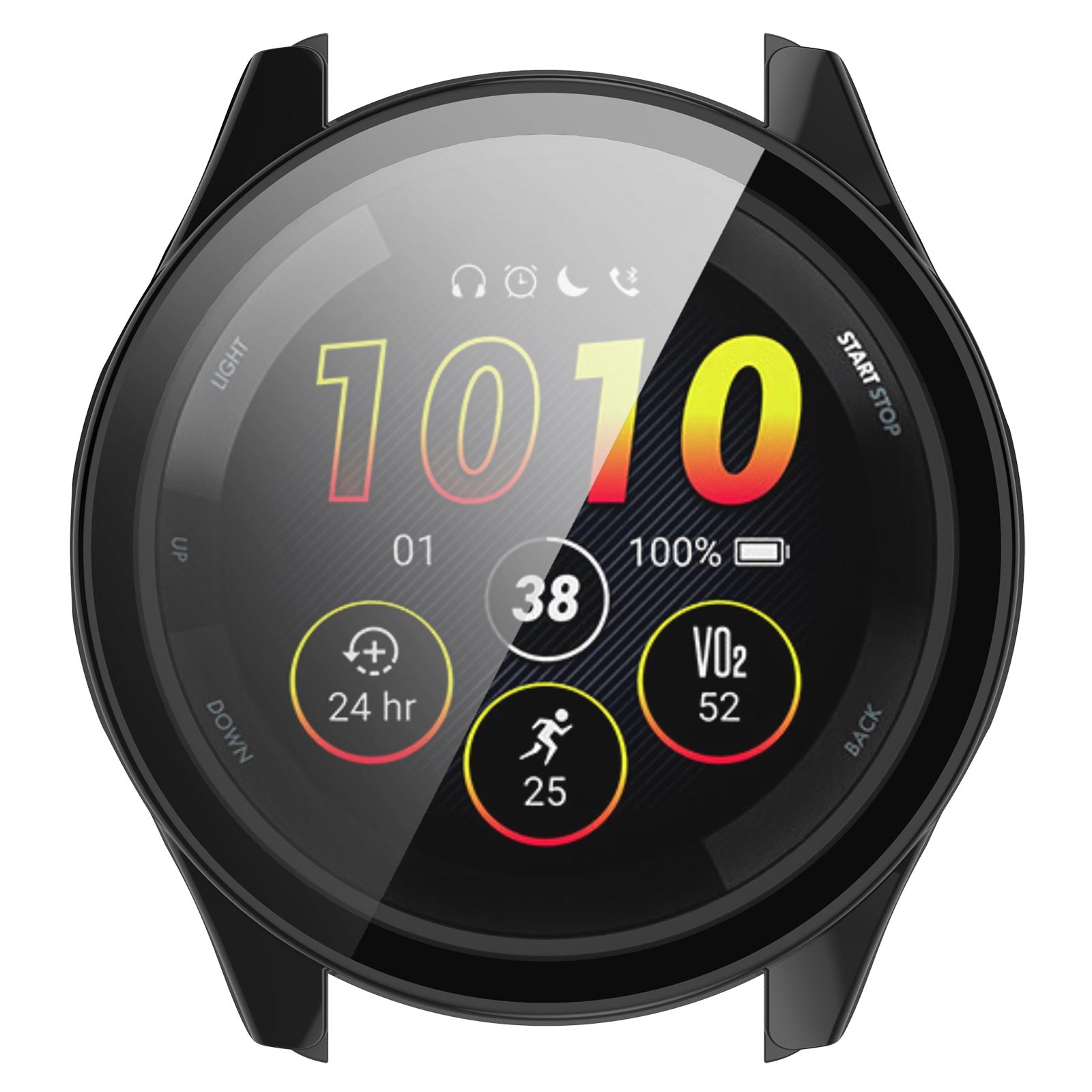 For Garmin Forerunner 265 PC + Tempered Glass Film Integrated Watch Protective Case(Black)