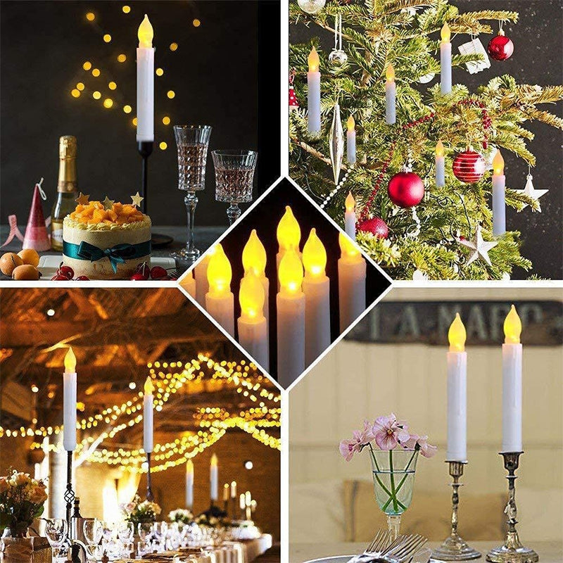 LED Electronic Candle Lights Flameless Long Rod Christmas Candle, Spec:Flashing Yellow Light-Black