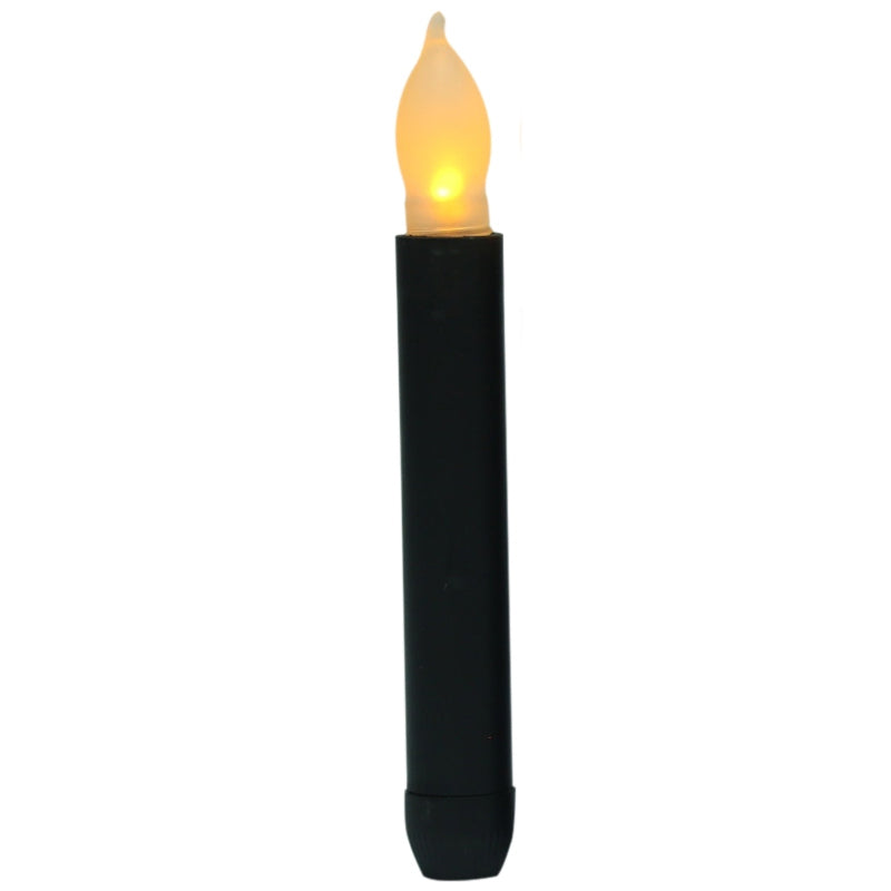 LED Electronic Candle Lights Flameless Long Rod Christmas Candle, Spec:Flashing Yellow Light-Black