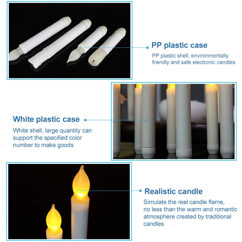 LED Electronic Candle Lights Flameless Long Rod Christmas Candle, Spec:Flashing Yellow Light-Green