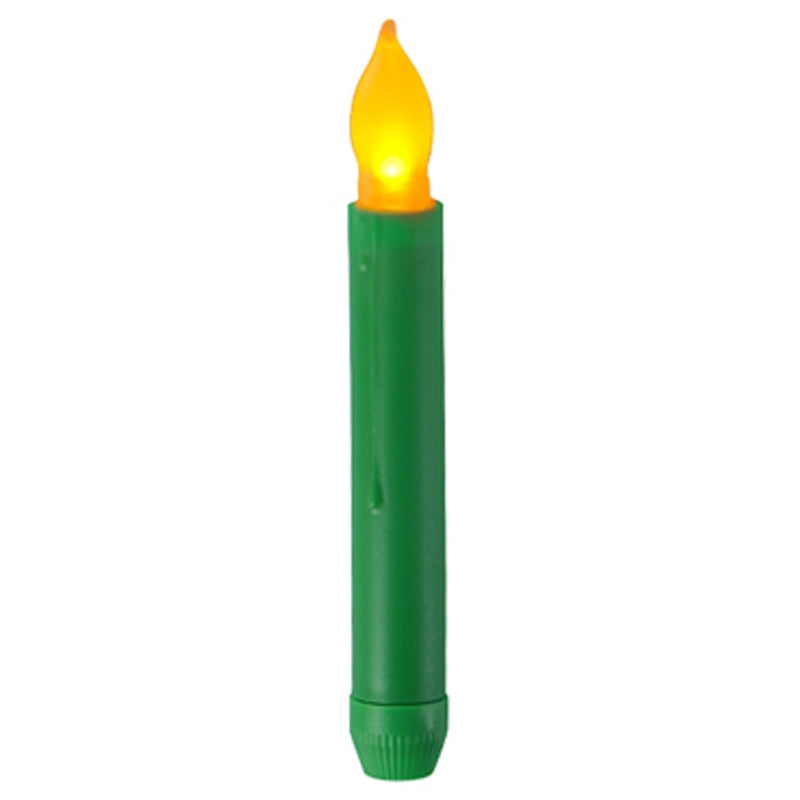 LED Electronic Candle Lights Flameless Long Rod Christmas Candle, Spec:Flashing Yellow Light-Green