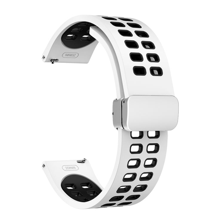Double-row Hole Folding Silver Buckle Two-color Silicone Watch Band