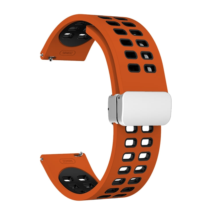 Double-row Hole Folding Silver Buckle Two-color Silicone Watch Band